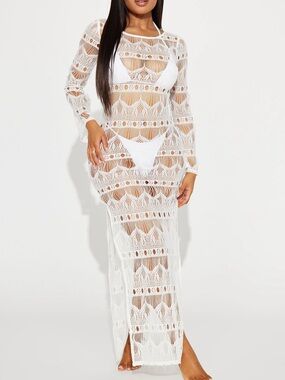 FASHION NOVA Crochet Cover-Up Maxi Dress